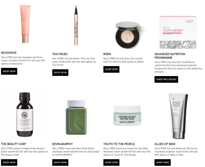 New gift with purchase offers at Cult Beauty
