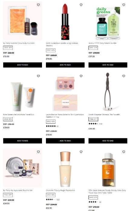 New sale items at Cult Beauty
