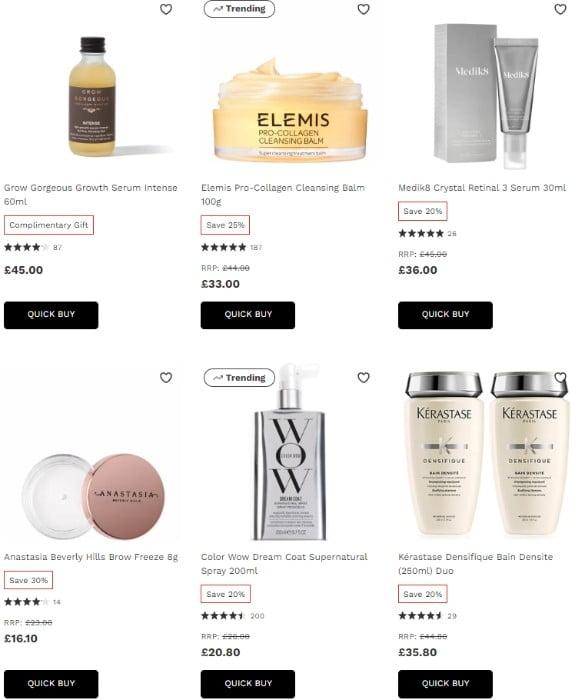 30% off on select products at Lookfantastic