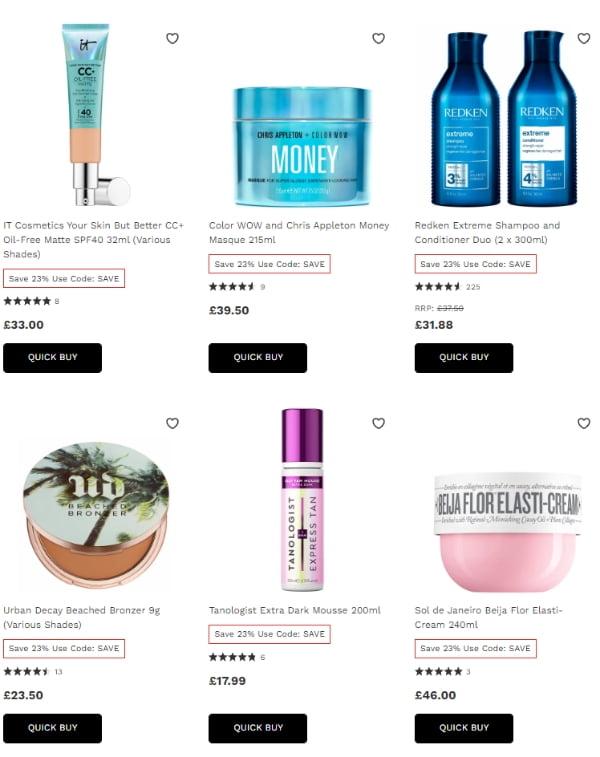 Up to 25% off select products at Lookfantastic
