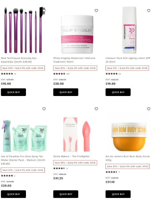 Extra 15% off on select products at Lookfantastic