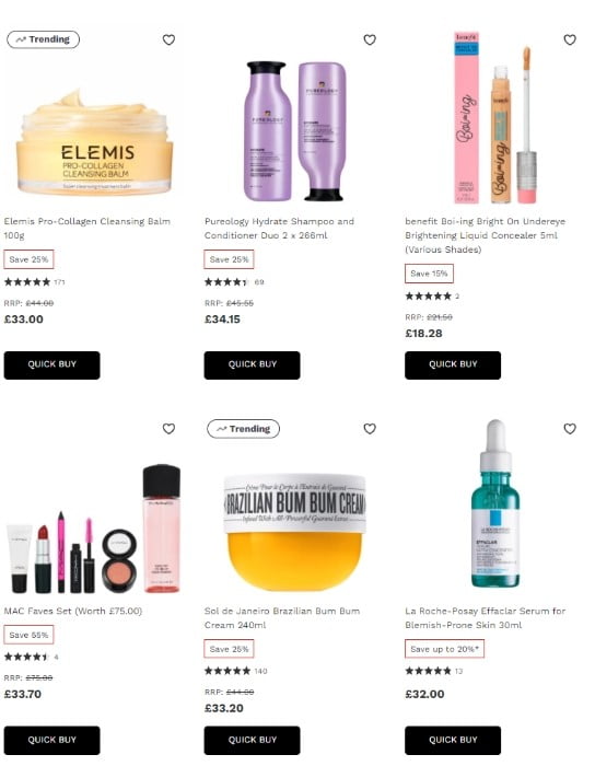 Lookfantastic up to 55% off selected products