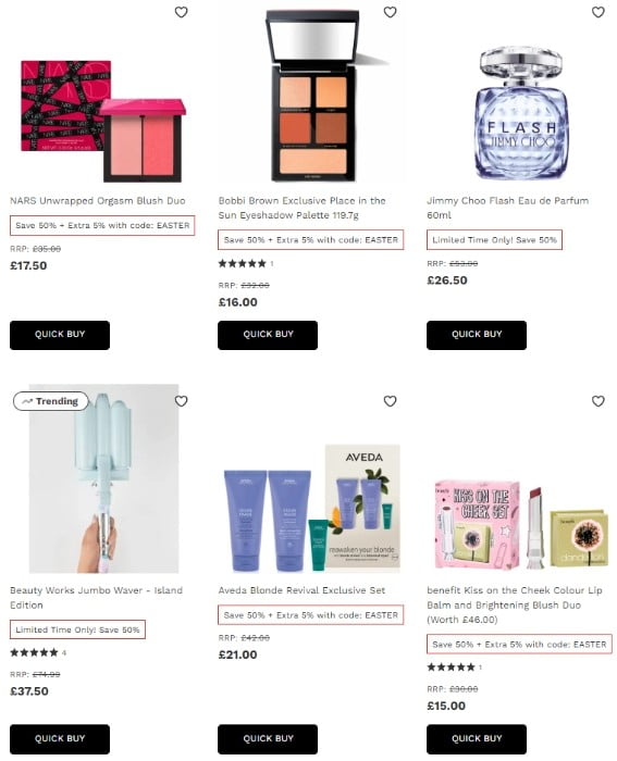 50% off on a wide range of beauty products at Lookfantasti