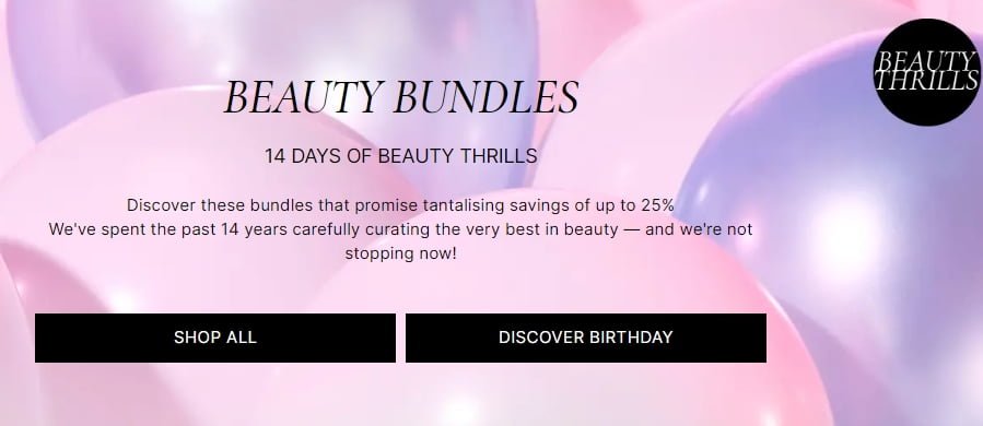 To celebrate their 14th birthday, Cult Beauty offers beauty bundles (saving up to 25%)