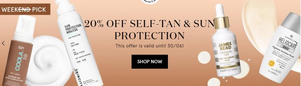 20% off selected SPF and self-tan at Skin City