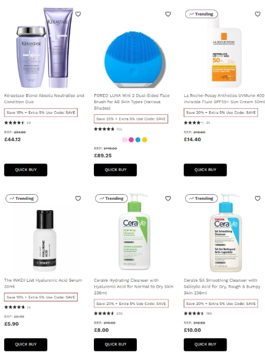 Up to 30% off selected products at Lookfantastic