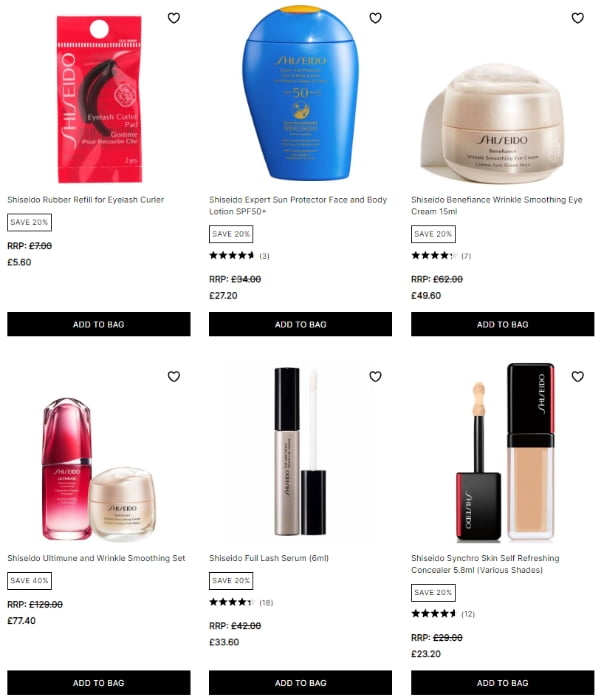 20% off Shiseido at Cult Beauty