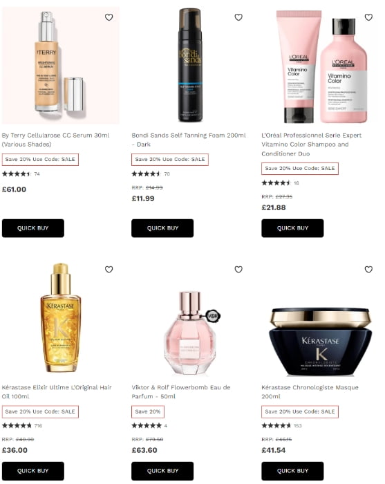 25% off selected products at Lookfantastic