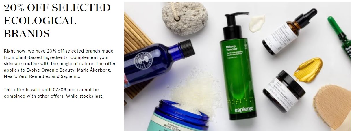 20% off selected ecologial brands at Skin City