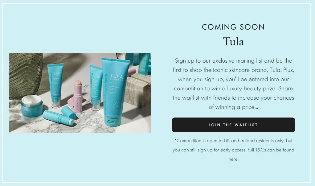 Tula Skincare is coming soon on Space NK