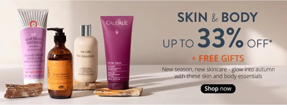 Up to 33% off Skin & Body + Free gifts at Feelunique