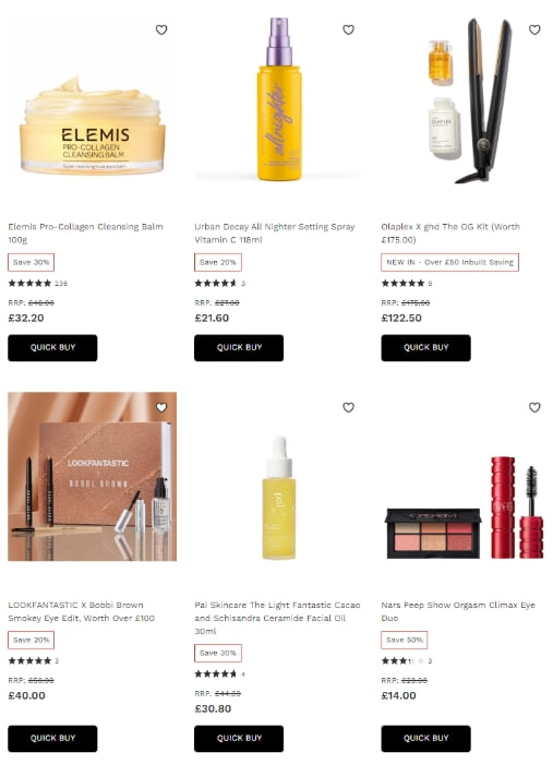 Up to 30% off selected products at Lookfantastic