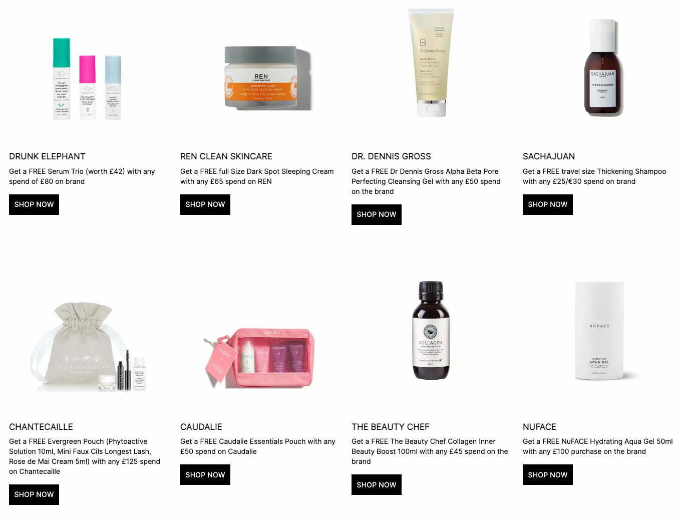 New Cult Beauty Gifts With Purchases