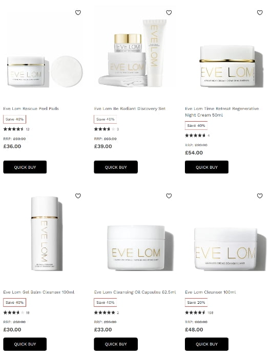 Up to 40% off selected Eve Lom Products