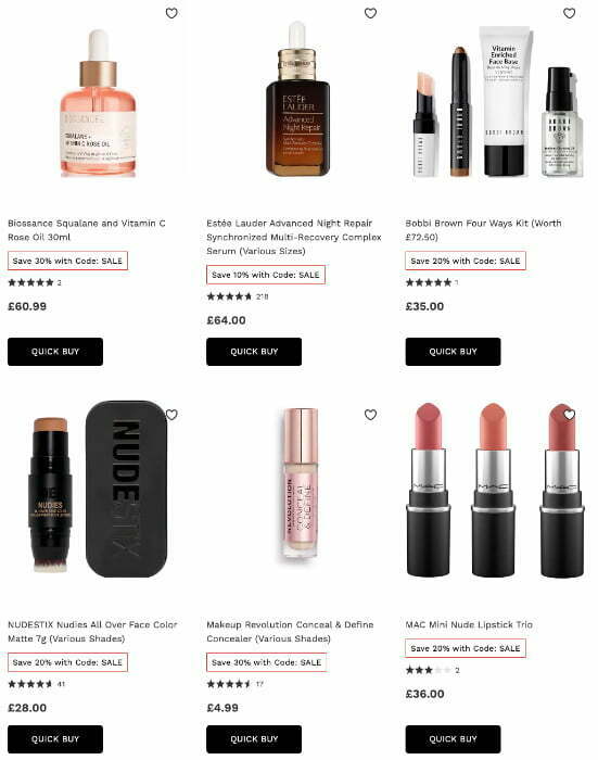 Up to 30% off selected products at Lookfantastic
