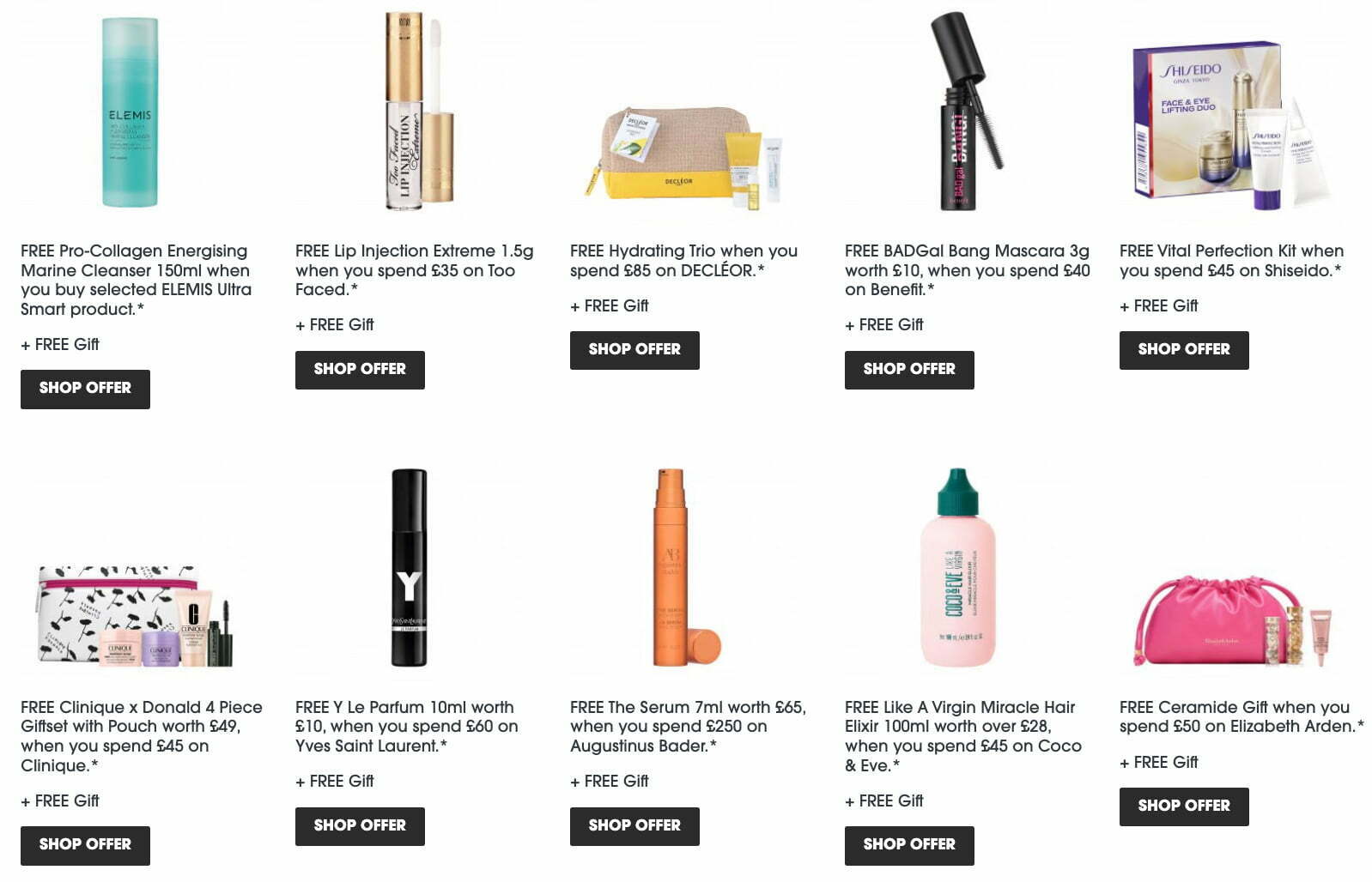 New gift with purchase offers at Sephora UK