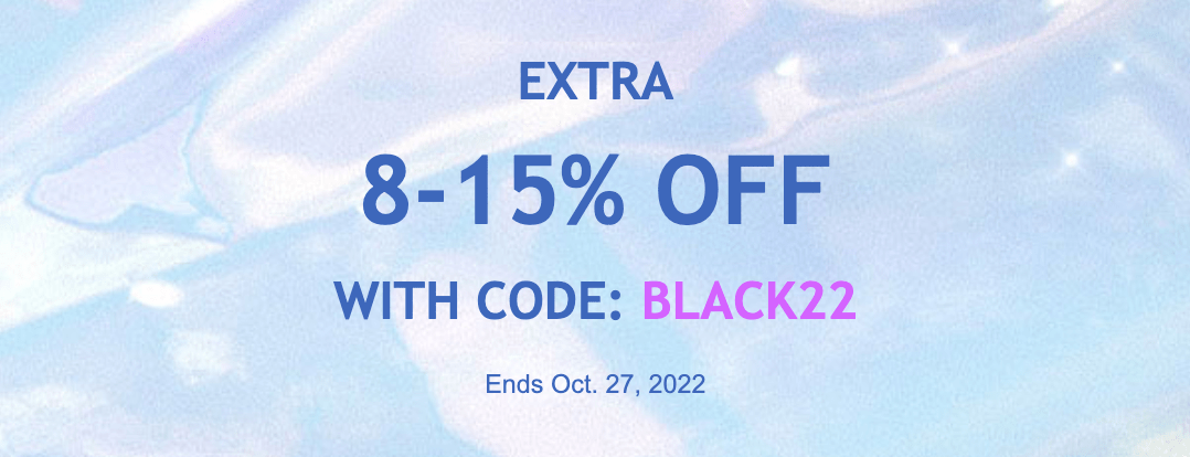 Extra 8-15% off selected at YesStyle