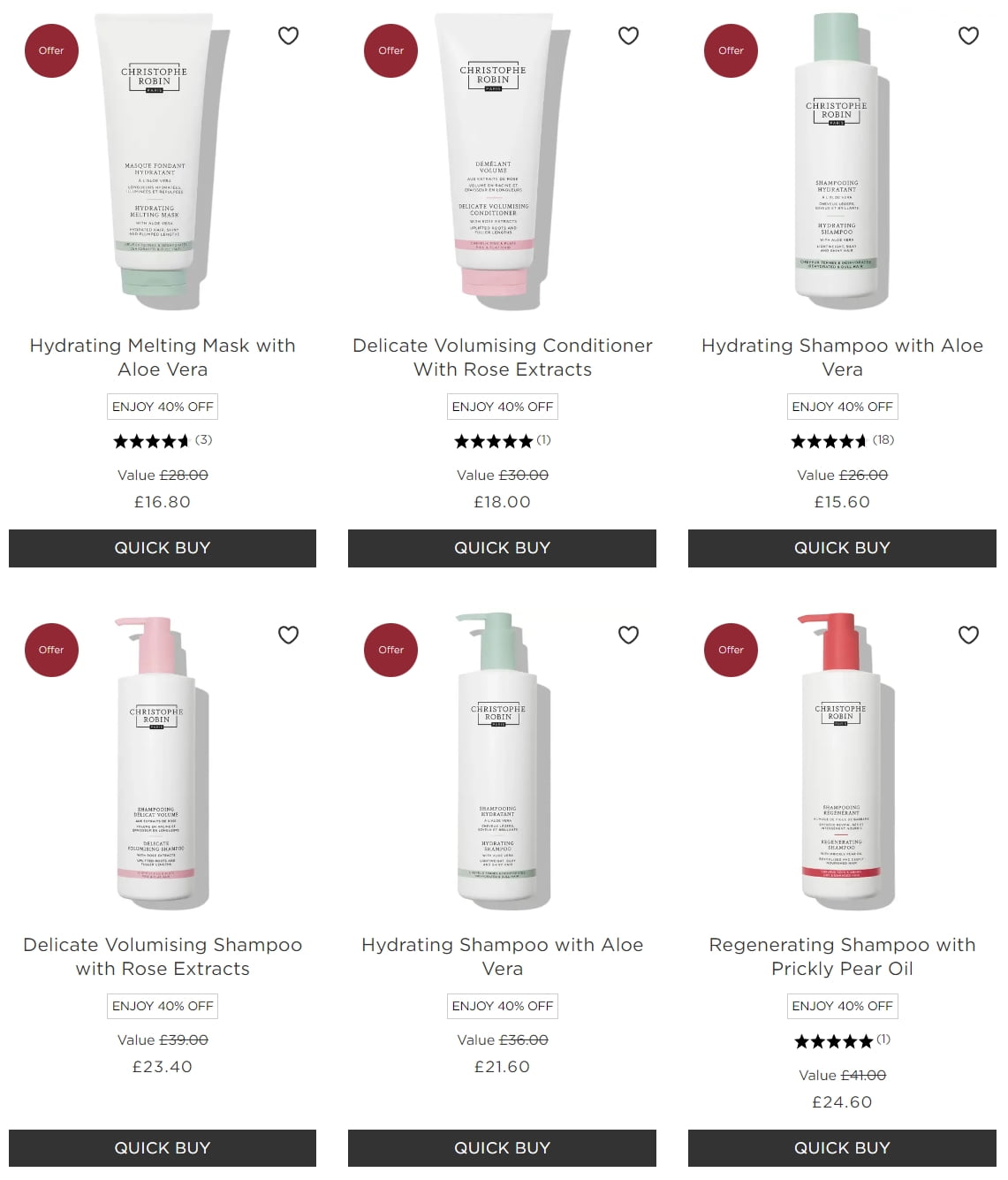 40% off Shampoo and Conditioner at Christophe Robin