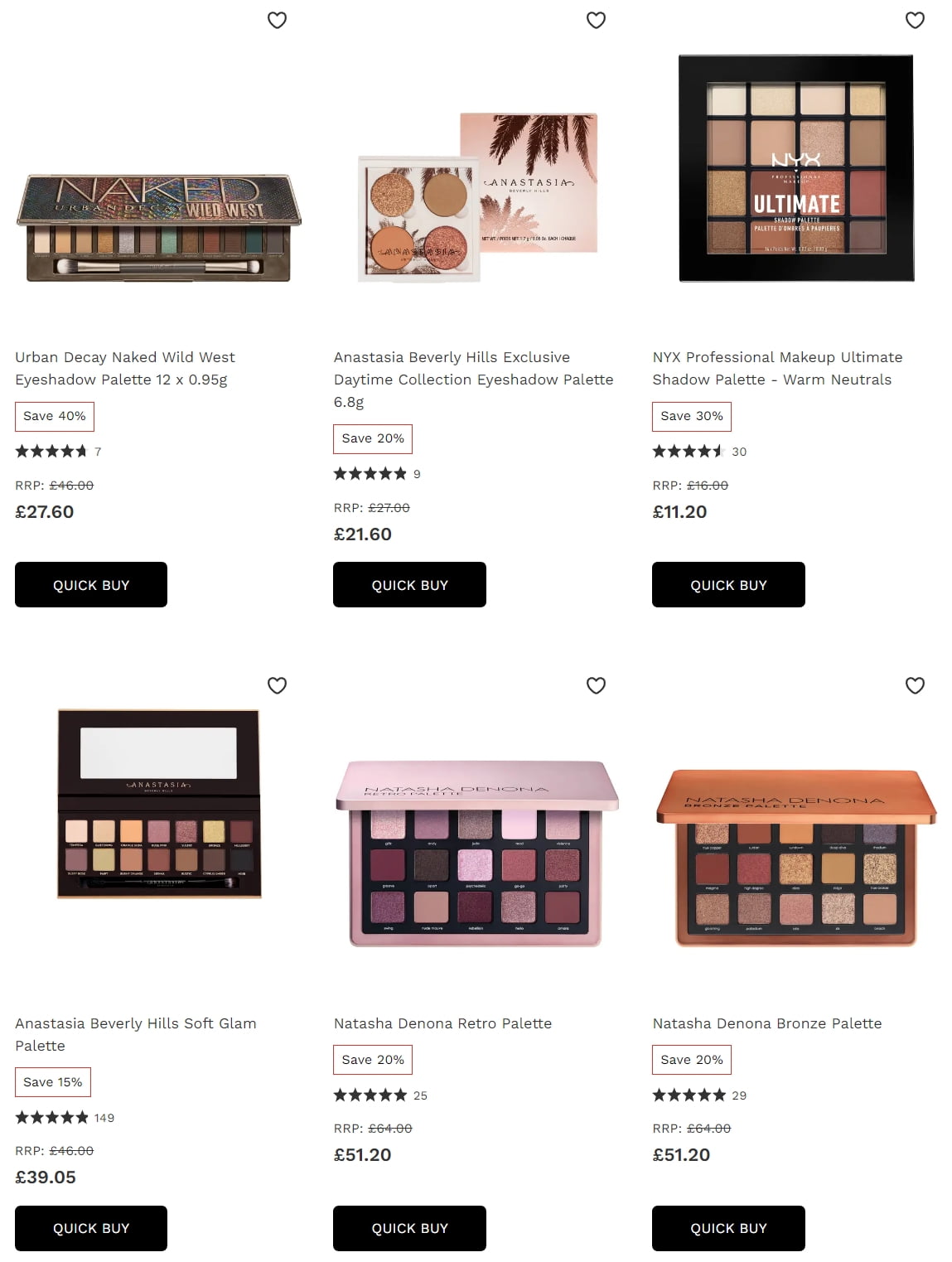 Up to 40% off selected palettes at Lookfantastic
