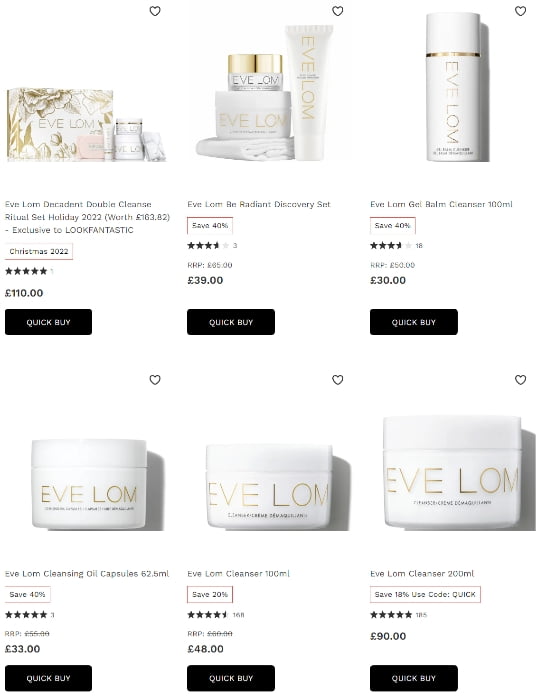 Up to 40% off selected Eve Lom Products at Lookfantastic