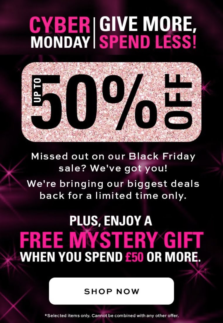 Cyber Monday at Revolution: Up to 50% off + Free Mystery Gift when you spend £50