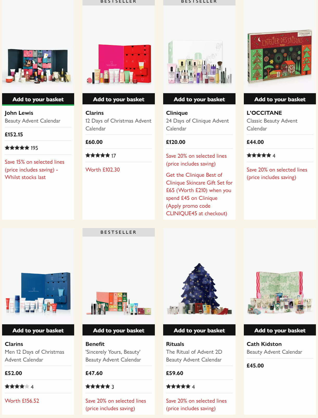 Up to 25% off advent calendars at John Lewis