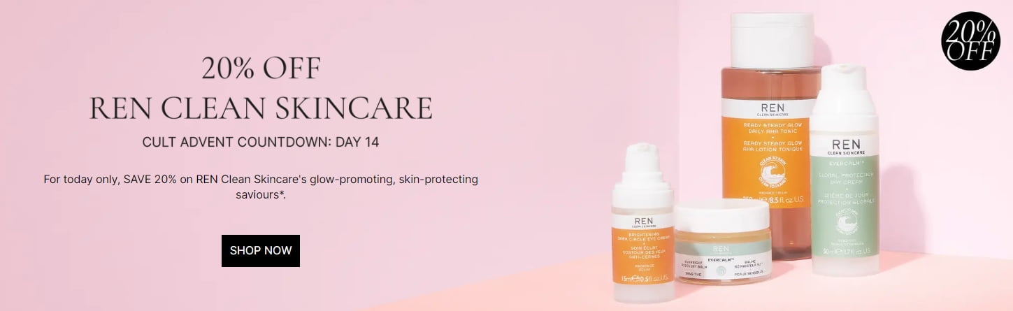 Cult Beauty Advent Countdown Day 14: 20% off REN Clean Skincare