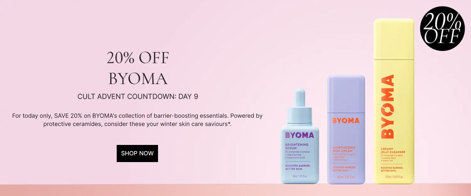 Cult Beauty Advent Countdown Day 9: 20% off BYOMA