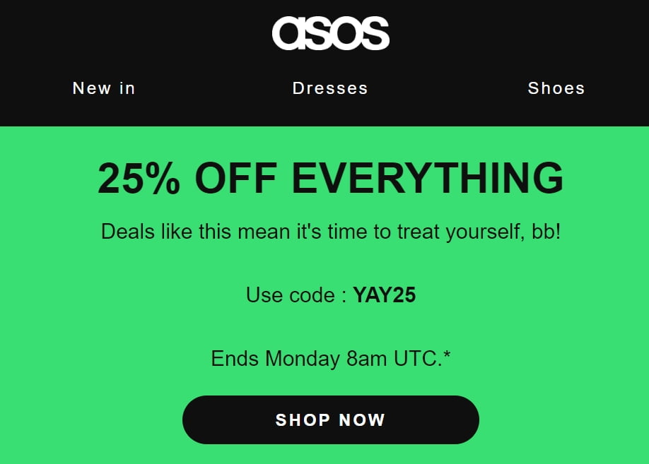 25% off everything at ASOS