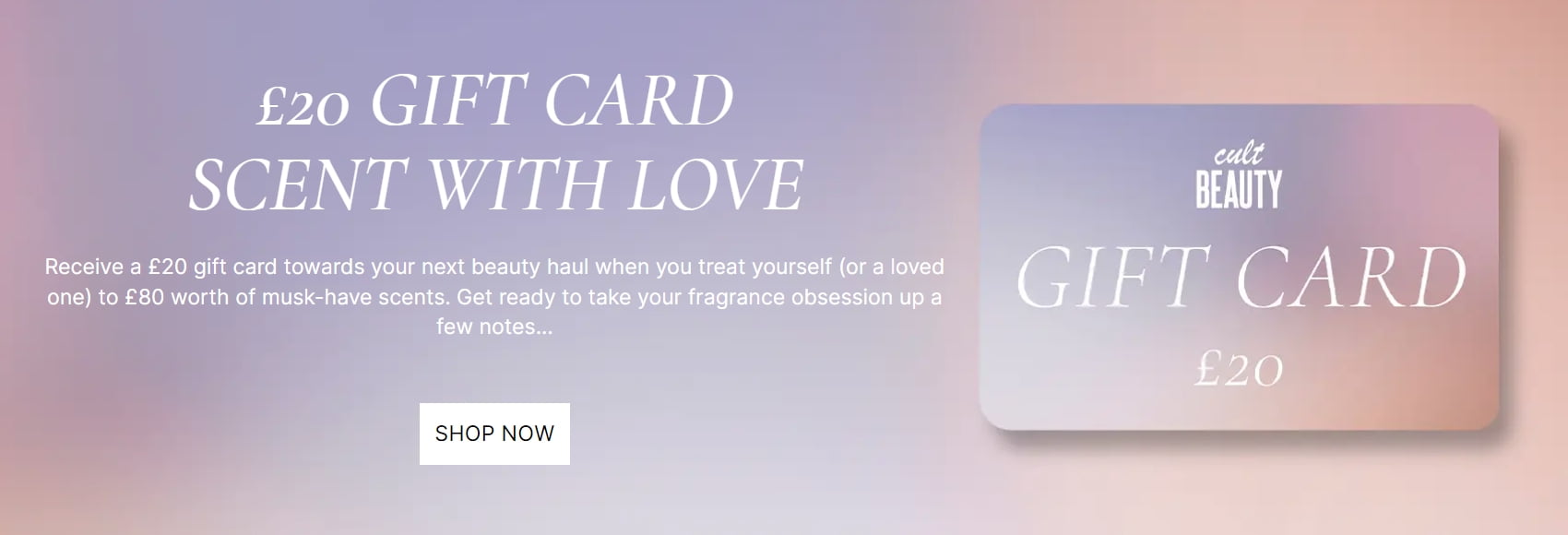 Get a £20 Gift Card towards your next beauty haul when you spend £80 on scents at Cult Beauty
