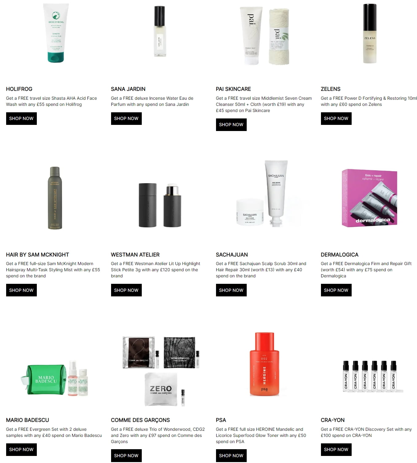 New gift with purchase offers at Cult Beauty