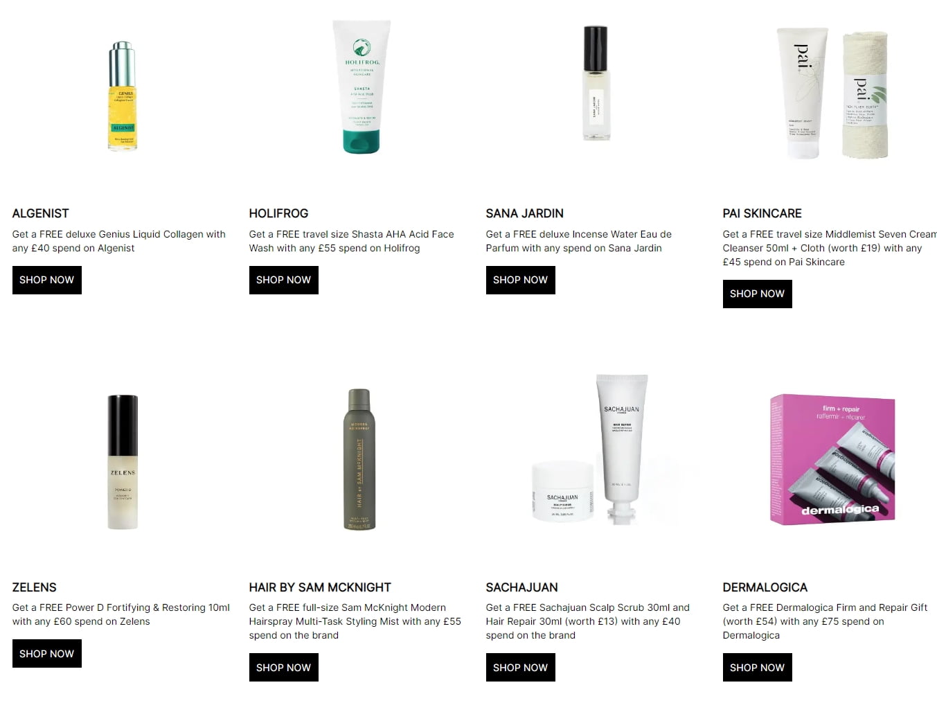 New gift with purchase offers at Cult Beauty