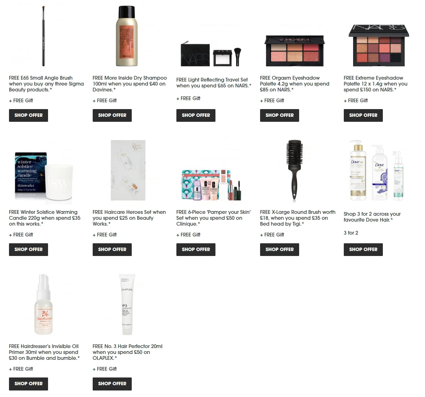 New gift with purchase offers at Sephora UK