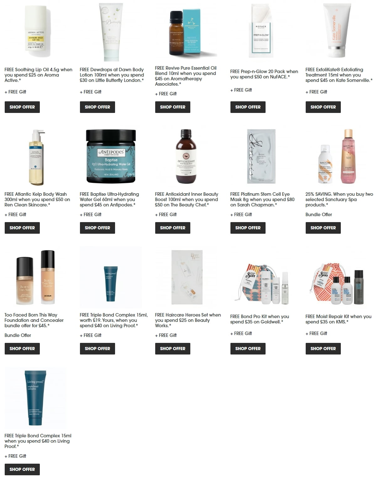 New gift with purchase offers at Sephora UK