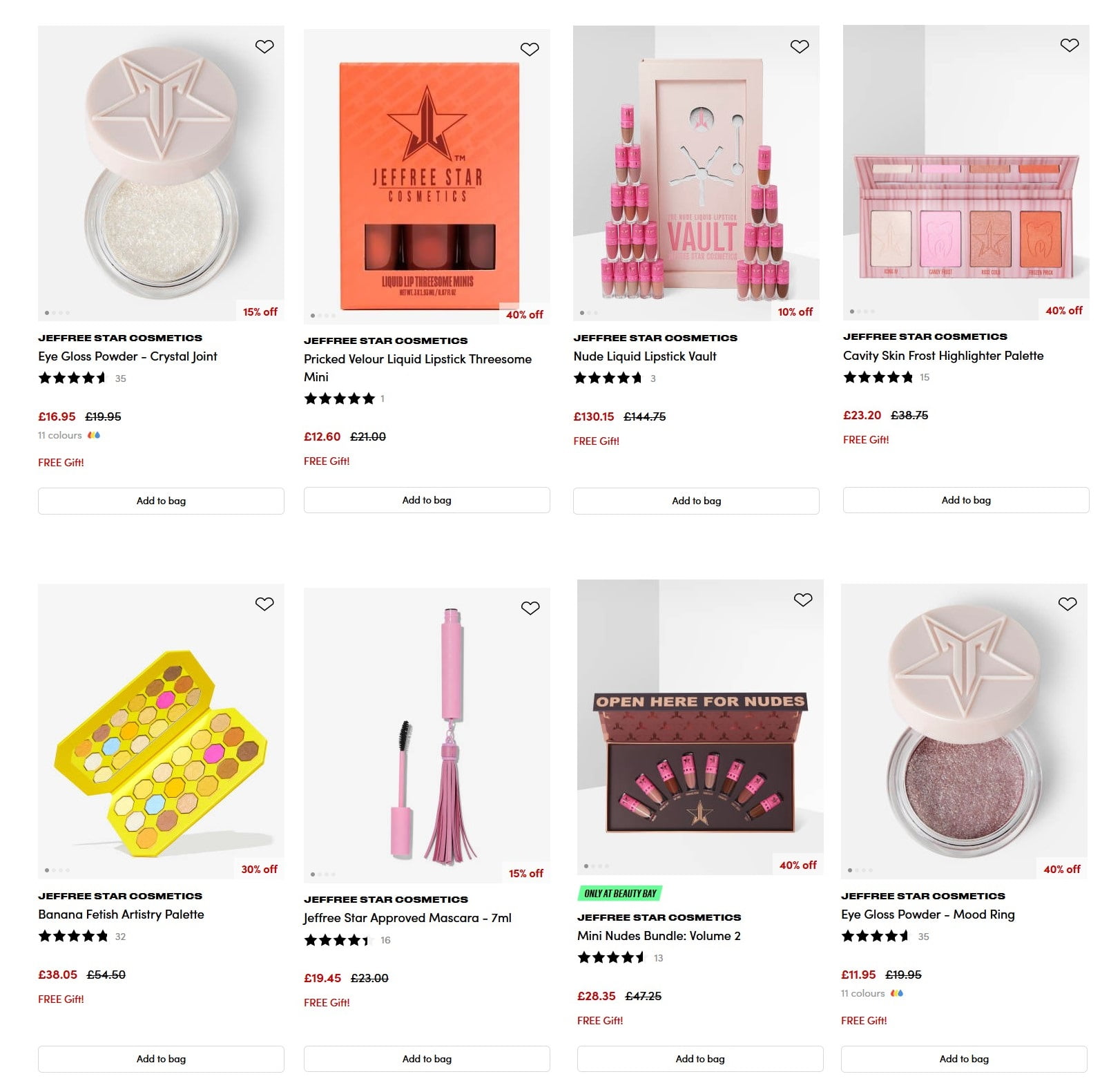 Up to 40% off Jeffree Star Cosmetics at BEAUTY BAY