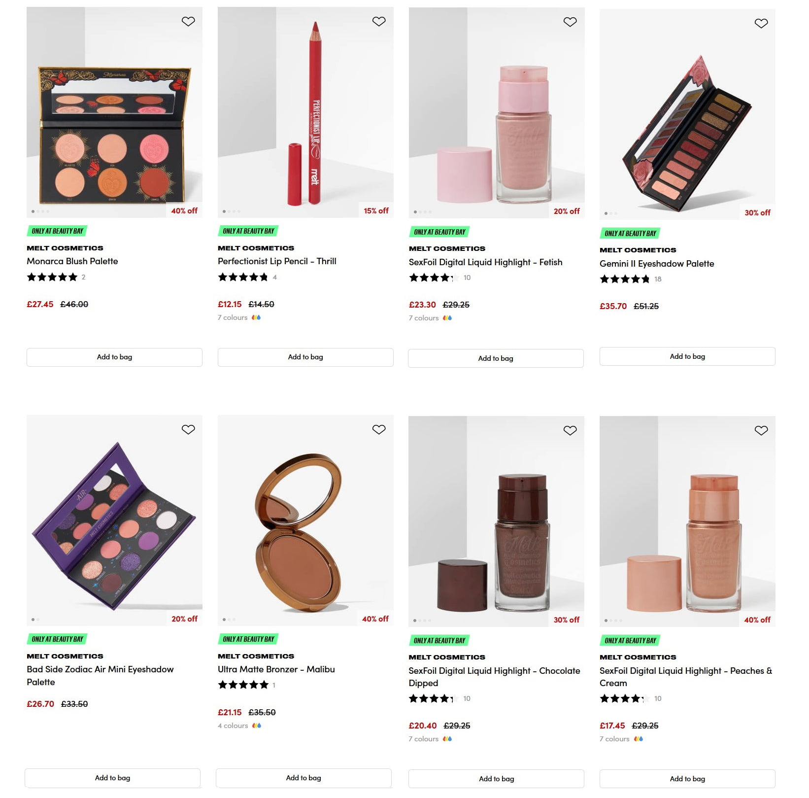 Up to 40% off Melt Cosmetics at BEAUTY BAY