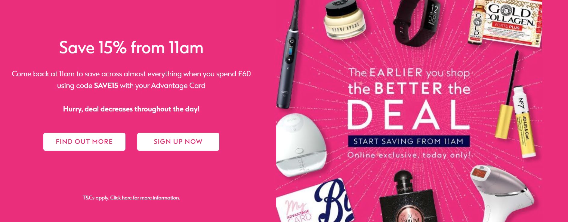 Up to 15% on almost everything at Boots