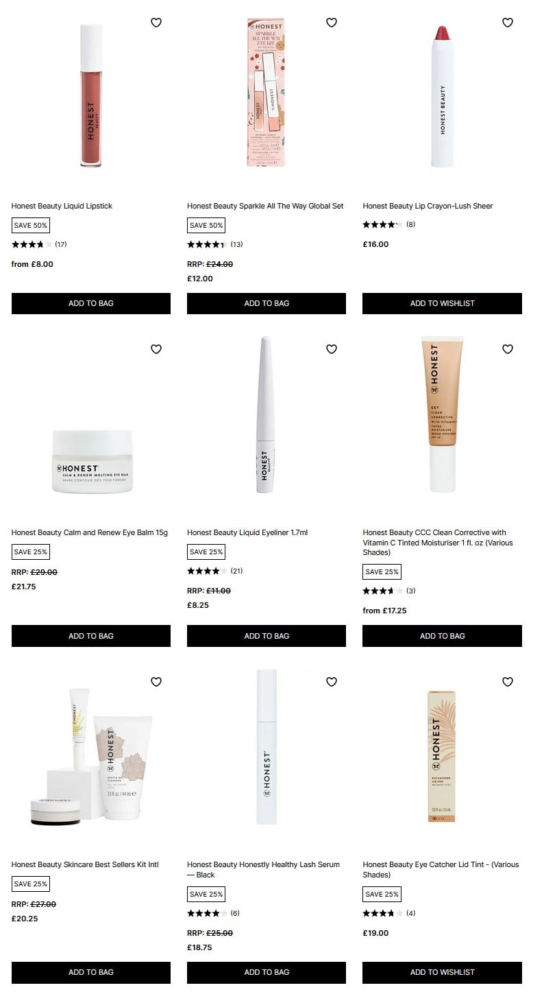 Up to 50% off Honest Beauty at Cult Beauty