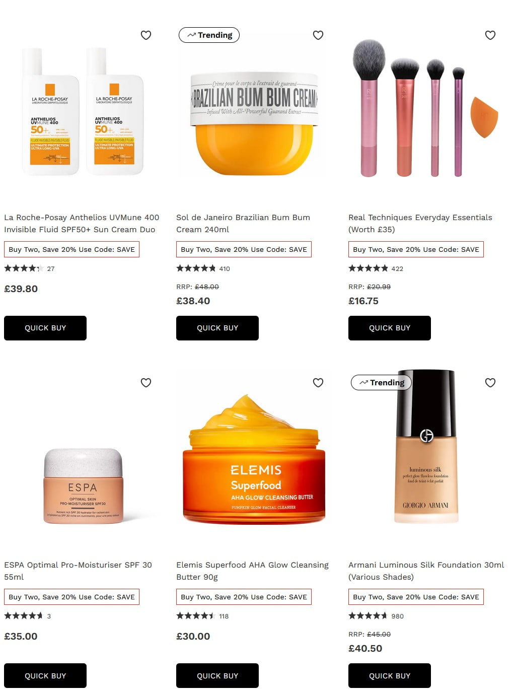 20% off when you purchase two products at Lookfantastic