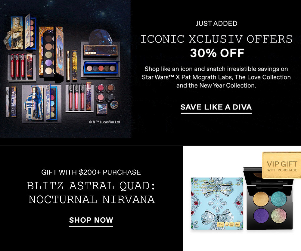 30% off selected products at Pat McGrath + Free Blitz Astral Quad: Nocturnal Nirvana