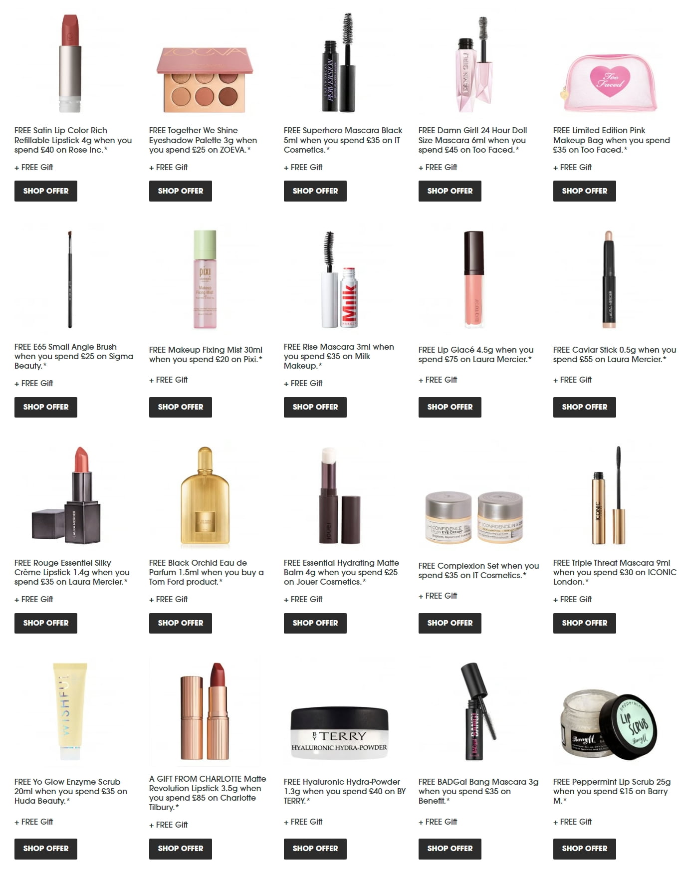 New gift with purchase offers at Sephora UK