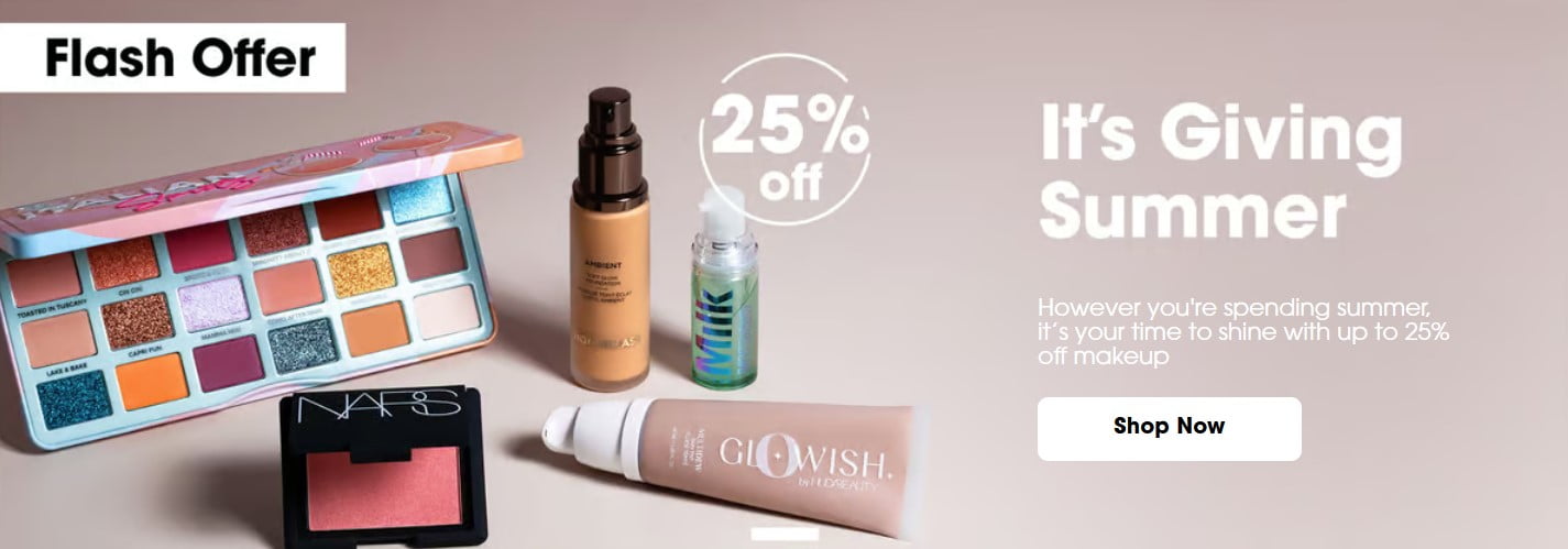 Up to 25% off makeup flash offer at Sephora UK