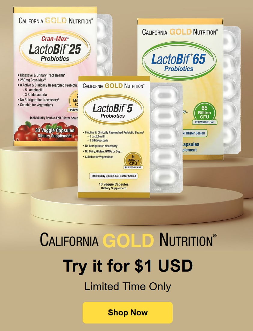 California Gold Nutrition Probiotics for $1 at iHerb