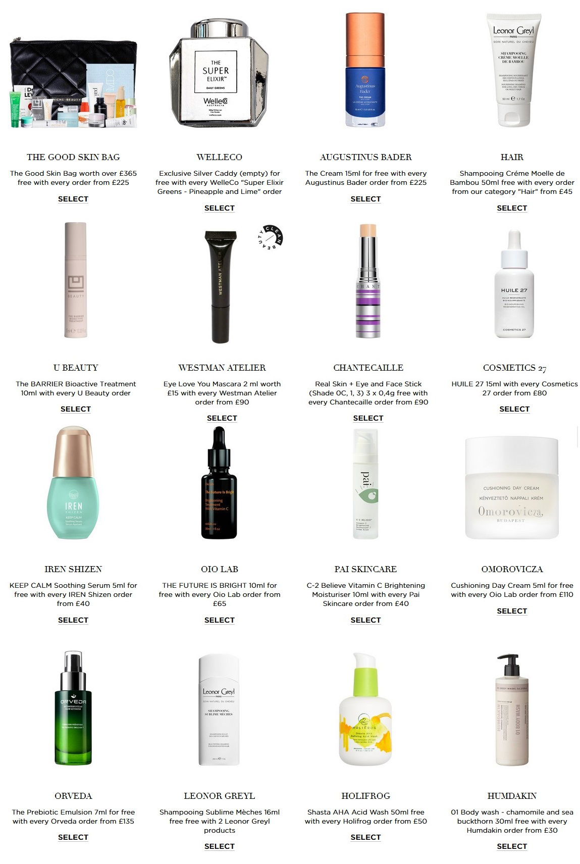 New gift with purchase offers at Niche Beauty