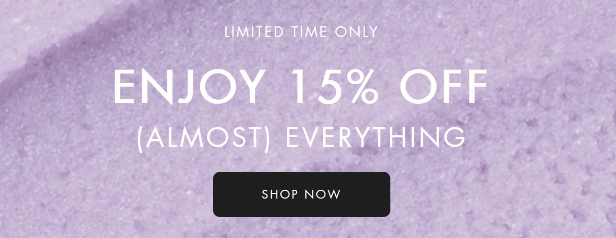 15% off almos everything at Space NK (Global)