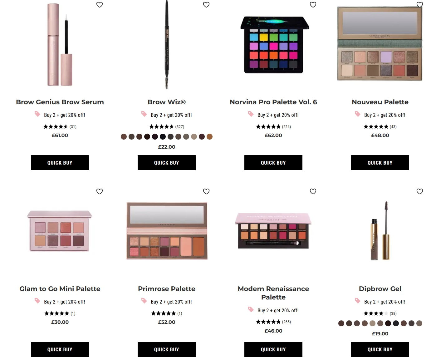 Buy any 2 products and save 20% (excludes kits, palettes & brows) at Anastasia Beverly Hills UK