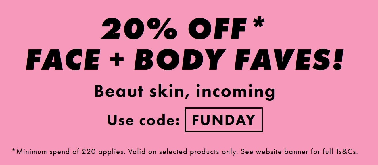 20% off selected Face + Body at ASOS
