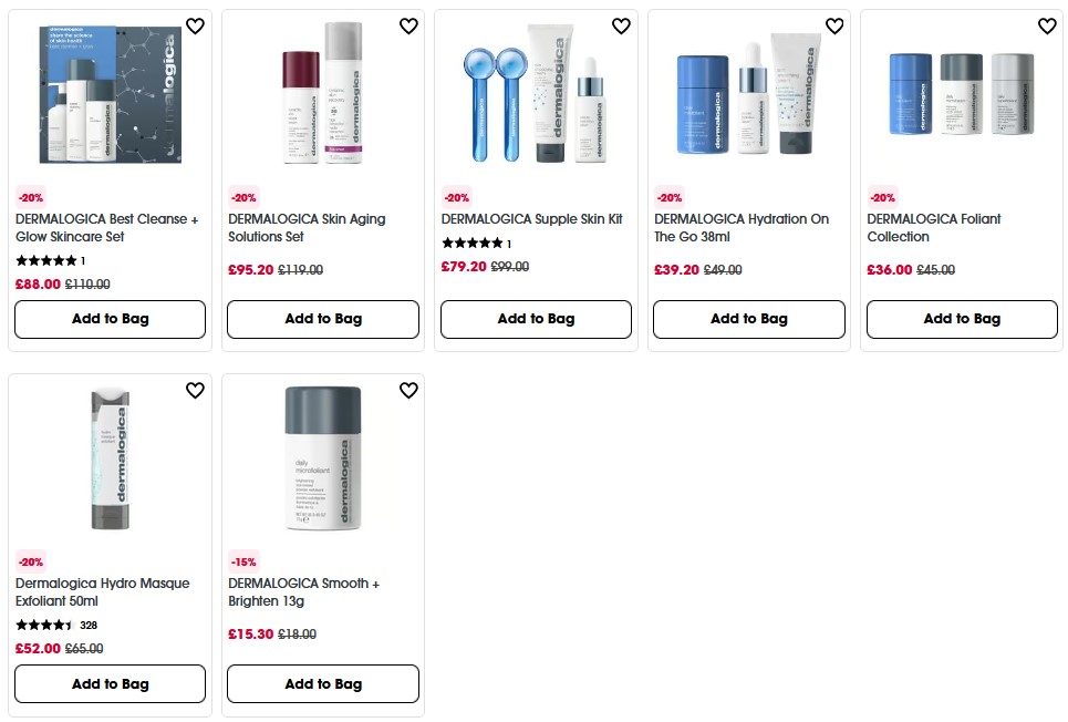 Up to 20% off selected Demalogica at Sephora UK