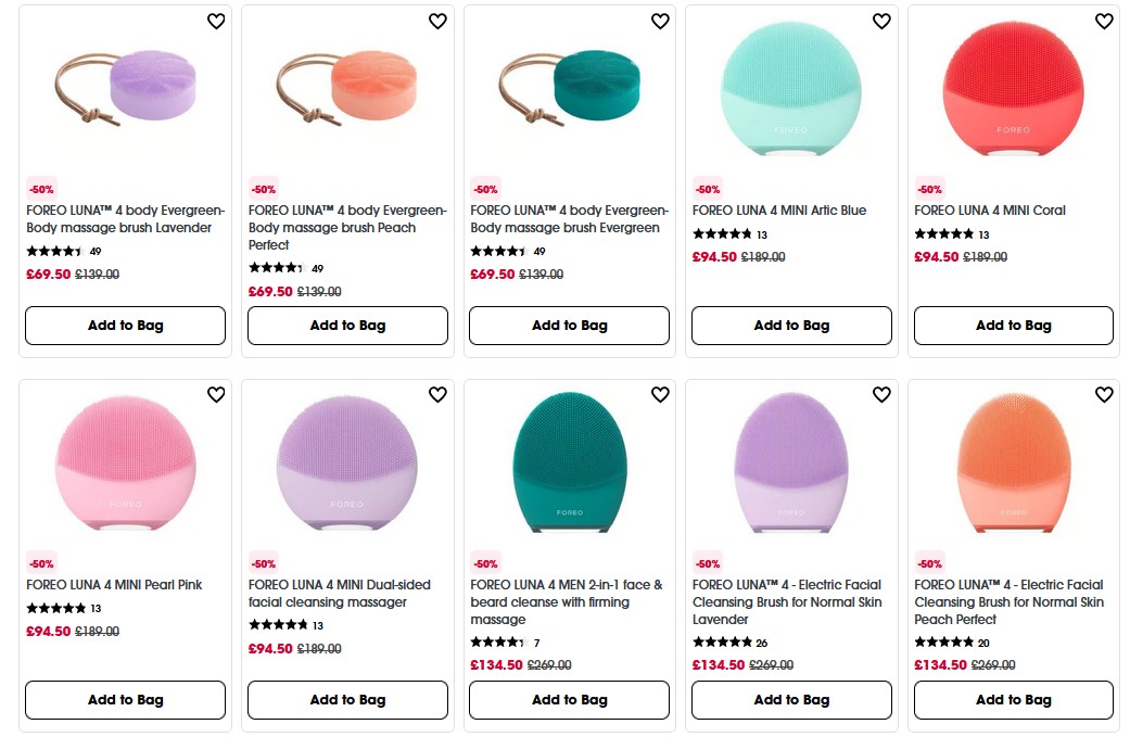 Up to 50% off FOREO at Sephora UK