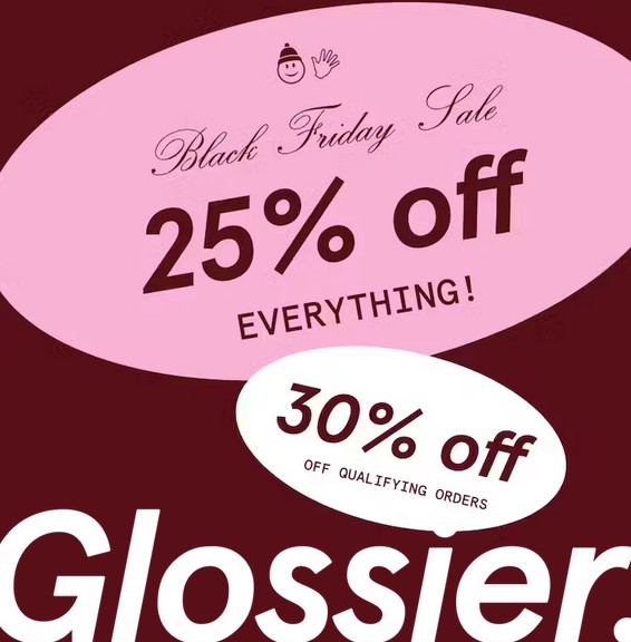 Black Friday at Glossier: 25% or 30% off all purchases of £100 or more